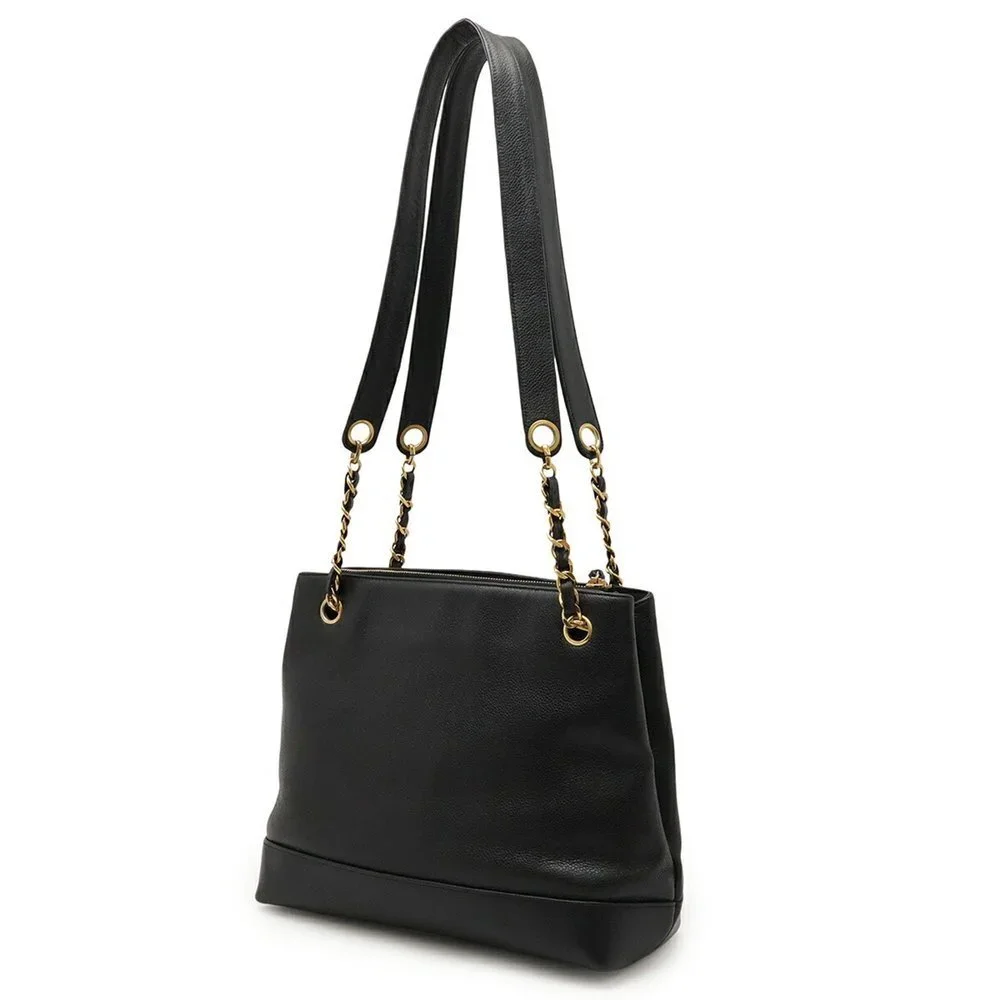 CHANEL Black Caviar Leather Logo Shoulder Bag - Picture 3 of 10